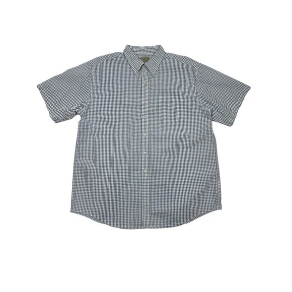 L.L. Bean Other - L.L. Bean Seersucker Mens Shirt Short Sleeve Button Down Check Blue White XL